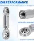 Close-up of economy adjustable heim joint rod end kit with right hand 1/2-20 thread, showing male and female ends, precision steel construction.