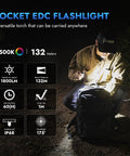 Man using E7 1800 Lumen Rechargeable Mini Flashlight With Magnet And USB C Rechargeable LED Six Modes IP68 Waterproof.