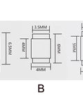 Diagram of backspacer standoff pins with dimensions for EDC folding knives, showing sizes A, B, C; pivot pin screws CNC machined stainless steel 416