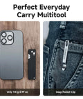 Axis Lock Folding Pocket Knife With 11 In 1 Multitool 2.76 Inch 14C28N Steel Blade G10 Handle shown next to smartphone and clipped in jeans pocket.