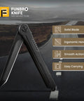 Image of EDC Pocket Knife With 7CR13Mov Steel Tanto Blade Slim Survival Knife With Clip And Liner Lock Window Breaker displayed on a road background, showcasing its solid blade and ergonomic handle.