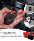 Compact Pocket Knife For Valentines Day Gifts For Him held in hand, showing carabiner for Everyday Carry EDC Box Cutter use