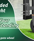 Eight Inch Gate Wheel For Metal Tube Gates, Heavy Duty Swivel Wheel With 360 Degree Rotation And Spring Loaded Design installed on gate