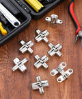 8-pack stainless steel hidden cabinet hinges for 1-3/4 in doors, 180-degree invisible hinges, top-down view