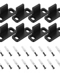 Eight Piece Sliding Door Floor Guide Set With Screws, Bottom Guide For Bypass, Pocket And Barn Style Doors, Plastic Wall Mounted Track In Black Finish