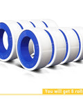 Eight Rolls Half Inch Wide PTFE Plumbing Tape 520 Inches Long Each White Thread Seal Tape For Shower Heads Faucets Gas And Water Lines