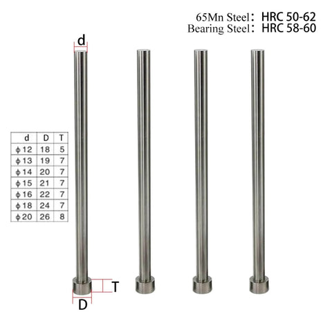 Straight Punching Ejector Pin 65Mn Round Tip For Plastic Injection Molding, 100mm Length, Hardened Alloy Steel With Nitrided Surface
