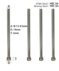 Straight Punching Ejector Pin 65Mn Round Tip For Plastic Injection Molders 8x250mm 4 Pieces with specifications visible