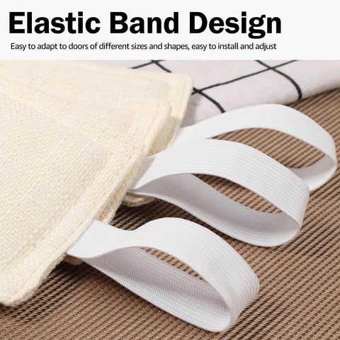 Close-up of soft door silencers reduce slams and noise for nurseries with durable double-layer polyester and elastic band design.