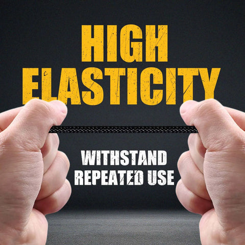 Hands stretching Heavy Duty Marine Grade Bungee Cords Roll 1/4 Inch By 100 Feet For Outdoor Use Elastic Shock Cord Absorbs Tension