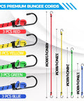 12 Pack Elastic Bungee Cords With Hooks in 40 Inch, 32 Inch, 24 Inch, 16 Inch Sizes, multicolored heavy duty outdoor straps