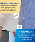 White Disposable Lab Coats For Adults Medium 10 Pack AMZ Supply Knee Length PPE Clothing With Elastic Wrists Polyester Fabric