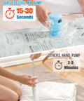 Comparison of Electric Air Pump for Vacuum Storage Bags with hand pump, showcasing speed and efficiency for clothes storage