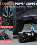 Electric Car Jack 5 Ton 12V Floor Jack With Inflator Pump Portable Hydraulic Lift for cars shown lifting vehicle
