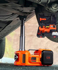 Electric Car Jack Kit With Hydraulic Lift And Dual Power Mode, Bright LED Light, And Built In Tire Inflation lifting a car