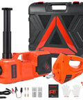 Electric Car Jack Kit 5 Ton 12V Hydraulic Floor Jack With Impact Wrench And Inflatable Pump displayed with accessories and case