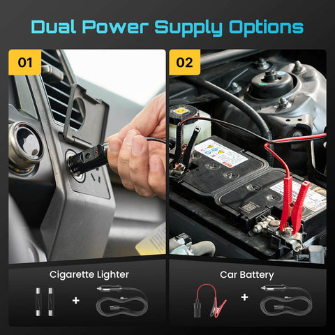 Beast 3 In 1 Electric Car Jack Kit With 5 Ton 12V Hydraulic Floor Jack Impact Wrench And Tire Inflator Pump For SUV MPV Sedan Truck 17 Inch Lift Range Built For Quick Tire Changes And Garage Repairs Seesii showing dual power supply options with cigarette lighter and car battery connections