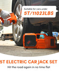 All In One 5 Ton Electric Car Jack Kit With 12V Portable Hydraulic Floor Jack Impact Wrench Tire Inflator Pump And LED Light