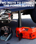 5 In 1 Electric Hydraulic Car Jack Kit with 12V Floor Jack Impact Wrench Tire Inflator Pump and LED Light for SUV shown in use