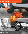 Comparison of Electric Car Jack Kit 5 Ton 12V Hydraulic Floor Jack with manual jack for SUV tire change