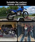 Heavy Duty Electric Dirt Bike Wheel Chock and Trailer Stand 1800 Lb Capacity Universal 8 To 21 Inch Wheel Fits Dirt Bikes And Ebikes Adjustable Length Easy Mount For CRF TTR KLX Surron Sur Ron Light Bee And More holding bikes on trailers
