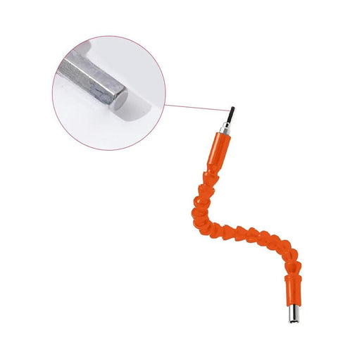 Close-up of Electric Drill Universal Joint with 300mm orange flexible shaft showing connection for hand drill and screwdriver.