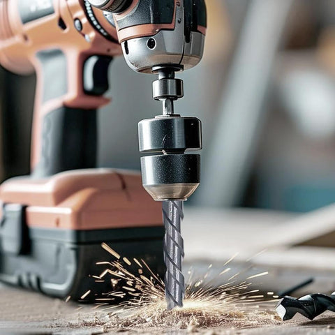 Magnetic Screwdriver Drill Bit Set 7 Piece Anti Slip Alloy Steel Durable Bits in action with electric drill, showing size and durability