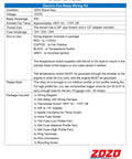 Specifications sheet for Heavy Duty Electric Fan Wiring Kit With Thermostat Relay And Temperature Sensor Switch For Radiator Cooling, 40 Amp Waterproof Relay Kit, Color Coded Wires And Step By Step Diagram, Fits 10 To 16 Inch Fans, 185 On 175 Off.