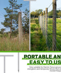 2 Pack 36 Inch T Handle Galvanized Ground Rods Half Inch Diameter 3 Foot Long For Electric Fence And Industrial Power Setups Chemical Industry Use Heavy Duty Grounding Multi Point Grounding Durable Zinc Coated Rods shown with electric fence application.
