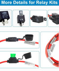 Electric Fuel Pump Relay Kit For 12V Systems With 40 Amp Waterproof Relay, Bypass Harness, Heavy Duty Long Wiring, Universal Fit
