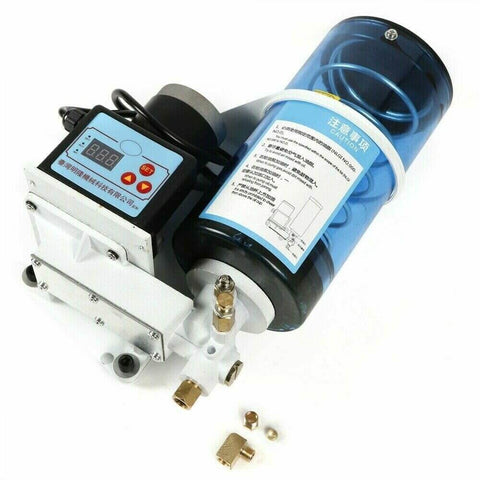 Heavy Duty Electric Grease Pump 15W, 2L Capacity, 24V Auto Lubrication System with digital display and blue container