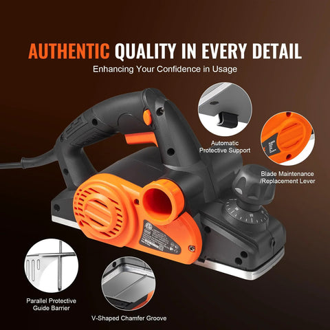 Powerful 710W handheld planer delivers 16500 RPM for fast, precise wood smoothing, chamfering and flush joints.