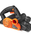Powerful 710W handheld planer delivers 16500 RPM for fast, precise wood smoothing, chamfering with a 3-1/4 inch cut width side view.