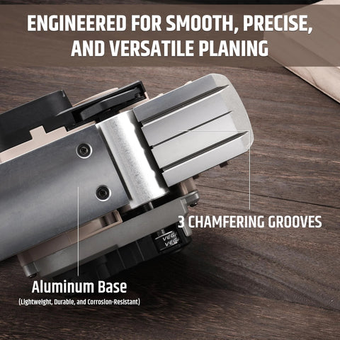 Effortlessly smooth and shape wood with a corded electric hand planer featuring aluminum base and 3 chamfering grooves