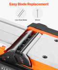 Effortlessly smooths stock, edges, and chamfers with a 7 Amp corded electric hand planer blade replacement section view.