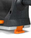 Close-up of the Powerful 3.8 Amp Electric Hand Planer with a 2-3/8 inch width showing the depth adjustment feature and power cord.