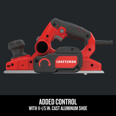 Side view of Electric Handheld Planer With 6 Amp Motor For Fast Smooth Planing In Wood Plastics And Composites Including Cabinets Trim