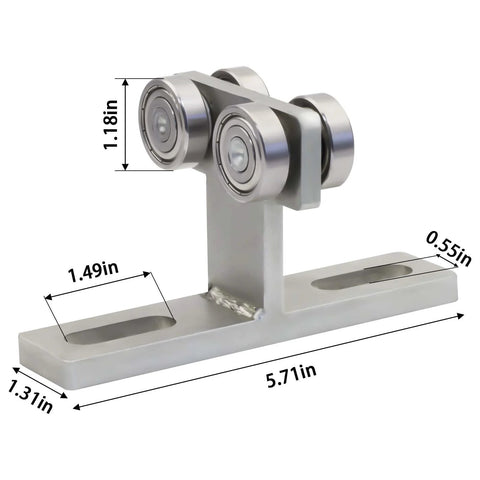 Heavy Duty Electric Hoist Installation Roller Wheel Trolley Compatible With All Strut Channels 1-5/8 Inch, side view dimensions