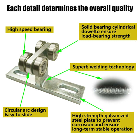 Electric Hoist Installation Roller Trolley Four Wheel Assembly Silent Operation For Use With One And Five Eighths Inches Wide Strut Channel Or Taller Heavy Duty Galvanized Steel Construction Two Way Moving Design showing high speed bearing and superb welding technology
