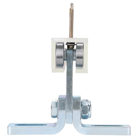 Efficient electric hoist trolley with six wheels for smooth garage lifts, compatible with 1-5/8 inch wide strut channel.