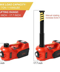 Five Ton Electric Hydraulic Car Jack Kit With LED Light For Cars SUVs And Trucks Portable Quick Lift From Six To Seventeen Point Seven Inches Red
