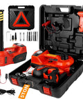 5 In 1 Electric Hydraulic Car Jack Kit With 12V Floor Jack Impact Wrench Tire Inflator Pump And LED Light For SUV And Sedan Tire Change Lifting Height 6 To 17.7 Inches Portable Hydraulic Car Jack in carrying case