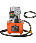 Electric Hydraulic Pump, 10000 PSI 750W 110V, 488 in³/8L Capacity, with manual valve and lever switch, front view