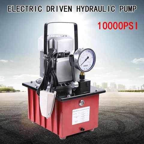 HinLIaDa 10000PSI Electric Hydraulic Pump, 750W 110V Single Acting Hydraulic Driven Pump 7L Solenoid Pedal Power Pack Cylinder
