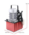 HinLIaDa 10000PSI Electric Hydraulic Pump, 750W 110V Single Acting Hydraulic Driven Pump 7L Solenoid Pedal Hydraulic Power Pack Cylinder Hydraulic Pump Manual Valve Controls Return Oil (red) with dimensions visible