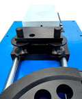 Close-up of 7HP Programmable Electric Hydraulic Tube And Pipe Bender with 3 Inch And 2-3/8 Inch Dies Included, showing metal components.