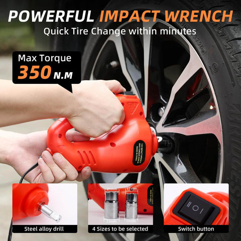 Close-up of impact wrench in 5 Ton Electric Car Jack Kit With 12V Hydraulic Floor Jack Built In Impact Wrench And Tire Inflator LED Light