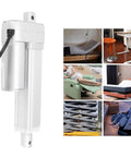 Heavy Duty Electric Linear Actuator With 100mm Stroke For 1500N 330lbs Thrust IP54 Weather Resistant And Built In Limit Switch Ideal For Lawn Tractors And Snow Plows Industrial Grade Eujgoov, displayed with various applications.