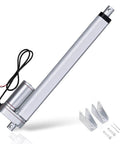 Linear actuator with aluminum finish and mounting brackets visibly displayed.