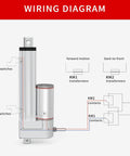 Wiring diagram for Heavy Duty 1000N 4 Inch Stroke Electric Linear Actuator 12V with mounting bracket, showing connections and limit switches.